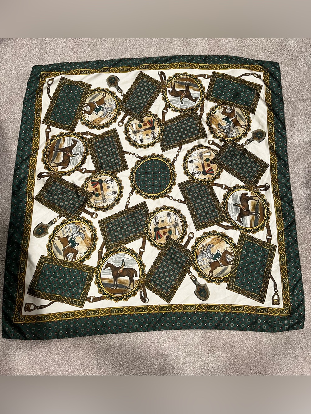 Vintage Horse Equestrian Silk Scarf